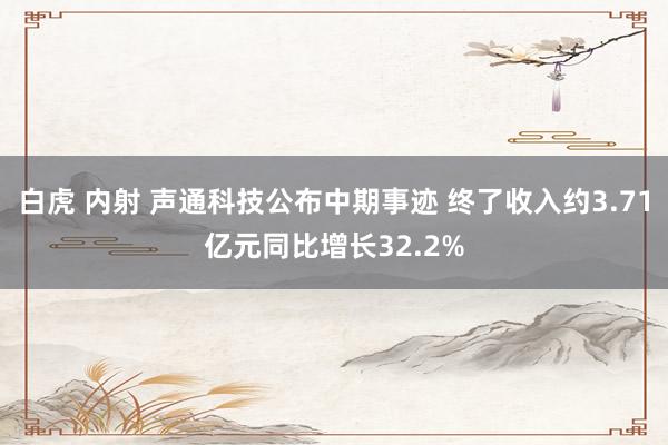 白虎 内射 声通科技公布中期事迹 终了收入约3.71亿元同比增长32.2%