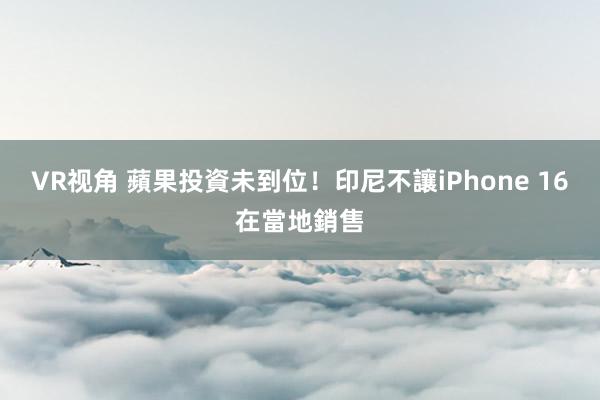 VR视角 蘋果投資未到位！　印尼不讓iPhone 16在當地銷售